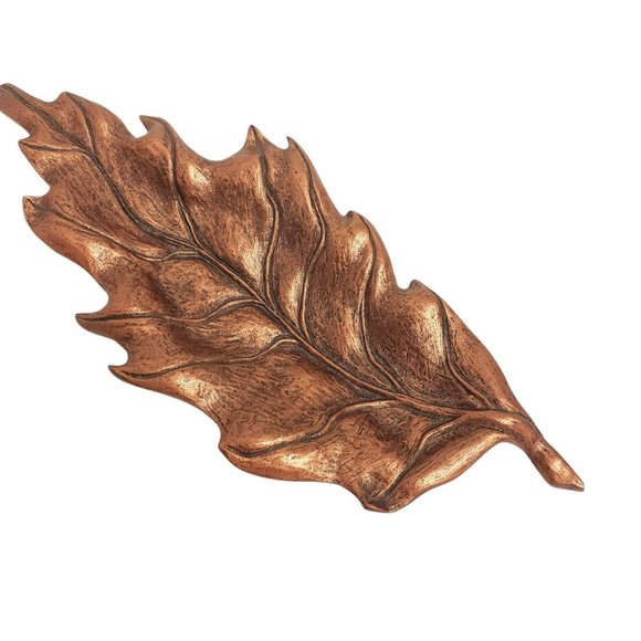 Spirit of the Forest Other - Vintage Copper ' Spirit Of The Forest ' sculptured metal pedestal LEAF DISH Meta